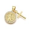 Rack Plating Brass Micro Pave Cubic Zirconia Pendants X-KK-K401-74G-1