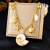 304 Stainless Steel Starfish Fish Shell Shape Pendant Necklaces for Women NJEW-F347-01A-1