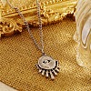 Stainless Steel Eye Pendant Necklaces with Cubic Zirconia for Women QV4000-2-2