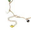 Handmade Evil Eye Lampwork & Stainless Steel Moon Tassel 304 Stainless Steel Curved Bar Link Chain Anklets for Women AJEW-AN00742-01-5