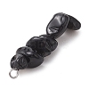 Gradient Color Natural Smoky Quartz & Natural Obsidian & Natural Labradorite Chip Beaded Pendants PALLOY-JF02791-07-5