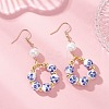 Printed Porcelain Round Dangle Earrings EJEW-JE06838-4