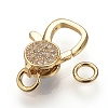 Brass Micro Pave Cubic Zirconia Lobster Claw Clasps ZIRC-S058-21G-2