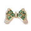 Brass Micro Pave Cubic Zirconia Pendants with Glass KK-U052-27G-01-1