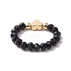 Glass & Brass Beaded Stretch Rings for Women RJEW-JR00858-01-4