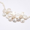 Flower Mother of Pearl Bib Statement Necklaces NJEW-N0014-06I-2