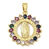Rack Plating Brass Micro Pave Cubic Zirconia Pendants KK-Z063-07G-1