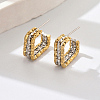 304 Stainless Steel Triple Open Square Stud Earrings for Women RJ2637-1-1