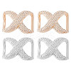 4Pcs 2 Colors Alloy Rhinestone Bowknot Corner Knotted Buckles FIND-GF0005-32-1