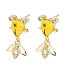 Brass Micro Pave Cubic Zirconia Fish Dangle Stud Earrings EJEW-K320-01G-21-1