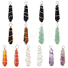 14Pcs 7 Colors Natural & Synthetic Mixed Gemstone Pointed Pendants PALLOY-AB00154-1