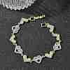 Heart Micro Pave Clear Cubic Zirconia Link Chain Bracelets for Women BJEW-C156-08A-GP-2
