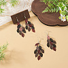 2 Pairs 430 Stainless Steel Leaf Dangle Earrings EJEW-TA0001-83C-7