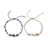 Glass with Natural Sea Shell Beads Anklet AJEW-AN00595-1