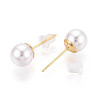 Brass ABS Imitation Pearl Round Stud Earrings KK-T077-25-2