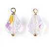 Electroplate Glass Teardrop Charms STAS-N110-13G-1