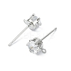 SHEGRACE Brass Clear Cubic Zirconia Flat Round Stud Earring Findings XGR0102P-117P-2