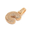 Brass Micro Pave Clear Cubic Zirconia Pendants KK-B099-01G-C-2