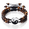 Adjustable Round Natural Tiger Eye Beaded Stretch Bracelet Sets GW3439-1-1
