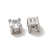 Brass with Single Clear Cubic Zirconia Beads KK-H461-09C-P-2
