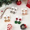 4 Pairs 4 Colors Christmas Star Alloy Dangle Stud Earrings for Women EJEW-AN0002-26-7