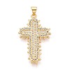 Brass Micro Pave Clear Cubic Zirconia Pendants KK-N268-90G-1