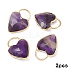 2Pcs Natural Amethyst Faceted Pendans KK-YW0003-63F-1