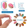 12Pairs 12 Colors Opaque Resin & Walnut Wood Stud Earring Findings MAK-CD0001-05-3