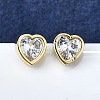 Brass Micro Pave Clear Cubic Zirconia Stud Earrings for Women EJEW-F363-02G-1