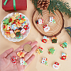 64Pcs 16 Styles Christmas Tree/Snowman/Bag/Socking/Santa Claus/Deer/Candy Cane/Fireplace Opaque Resin Decoden Cabochons RESI-SC0005-74-3