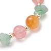 Cherry Quartz Glass & Natural Carnelian & Green Aventurine Stretch Bracelets for Women BJEW-JB13185-4