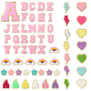 Lightning Bolt & Castle & 5-Petal Flower & Letter A~Z & Heart & Rainbow Towel Embroidery Style Cloth Iron on/Sew on Patches DIY-GL0004-17-1