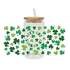 Saint Patrick's Day Theme PET Clear Film Clover Rub on Transfer Stickers for Glass Cups PW-WG36251-02-1