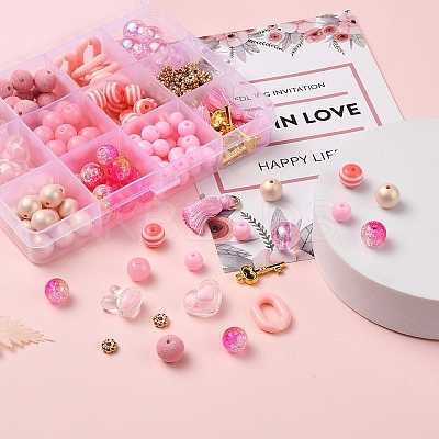 167Pcs Flower & Geometry Acrylic & Resin Beads DIY-YW0002-55-1