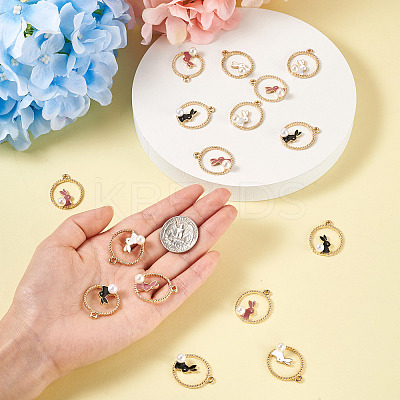 30Pcs 3 Colors Zinc Alloy Enamel Pendants ENAM-KS0001-06-1