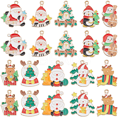 40Pcs 10 Styles Christmas Theme Alloy Enamel Pendants ENAM-SC0005-57-1