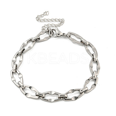 Non-Tarnish 304 Stainless Steel Dapped Chains Bracelets for Men & Women LS-BJEW-D042-05P-1