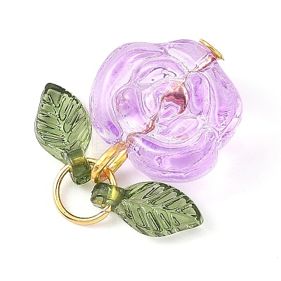 7Pcs 7 Colors Transparent Normal Glass Pendants PALLOY-JF04620-02-1