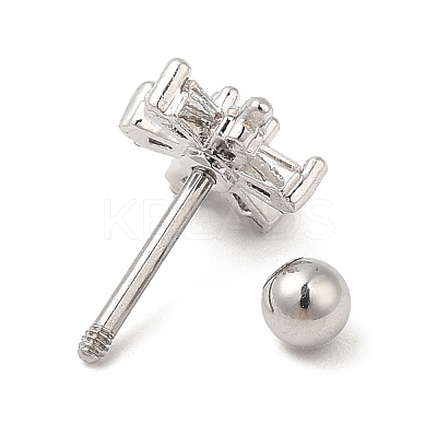 Brass Micro Pave Clear Cubic Zirconia Stud Earrings LS-EJEW-L265-08P-1
