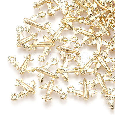 Brass Airliner Charms KK-S348-010-1