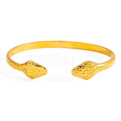 Double Snake 304 Stainless Steel Open Cuff Bangles for Women WG175D4-02-1