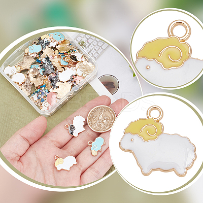 60Pcs 12 Style Alloy Enamel Pendants ENAM-PH0002-77-1
