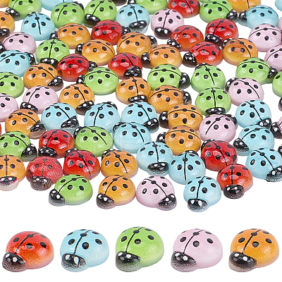 100Pcs 5 Colors Luminous Resin Decoden Cabochons RESI-CP0001-08-1