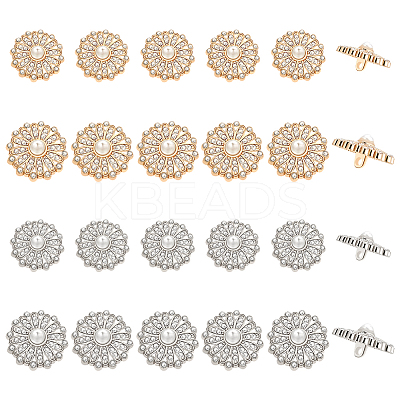 24Pcs 4 Style Zinc Alloy Rhinestone Shank Buttons FIND-FG0002-91-1