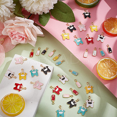 48Pcs 12 Style Alloy Enamel Pendants ENAM-AR0001-38-1