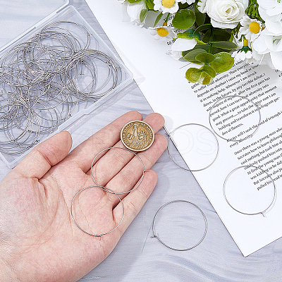200pcs 316 Surgical Stainless Steel Hoop Earring Findings STAS-HS0001-26A-1