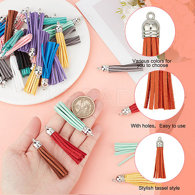 72Pcs 12 Colors Flocking Faux Suede Tassel Pendants Decorations FIND-GO0001-83-1