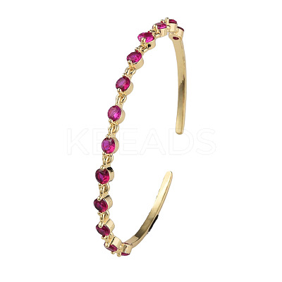 Cubic Zirconia Flat Round Open Cuff Bangle BJEW-N012-032A-1