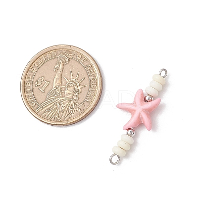 10Pcs 2 Styles Dyed Synthetic Turquoise Starfish Turtle Rondelle Beaded Connector Charms PALLOY-JF04058-1