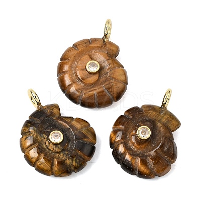 Natural Tiger Eye Carved Pendants G-C282-01O-1